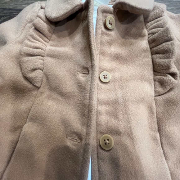 Baby B'Gosh Baby Girl's Camel Ruffle Dress Coat Fully Lined Holiday Coat Sz 12M - Picture 3 of 13